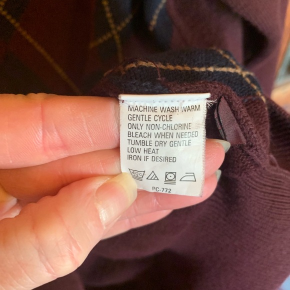 Vintage Izod Sweater Burgundy Navy Blue V-Neck Size XL - Picture 10 of 13